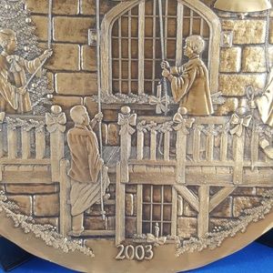 Bronze Collectible 2003 Christmas Wall Plate by Wendell August